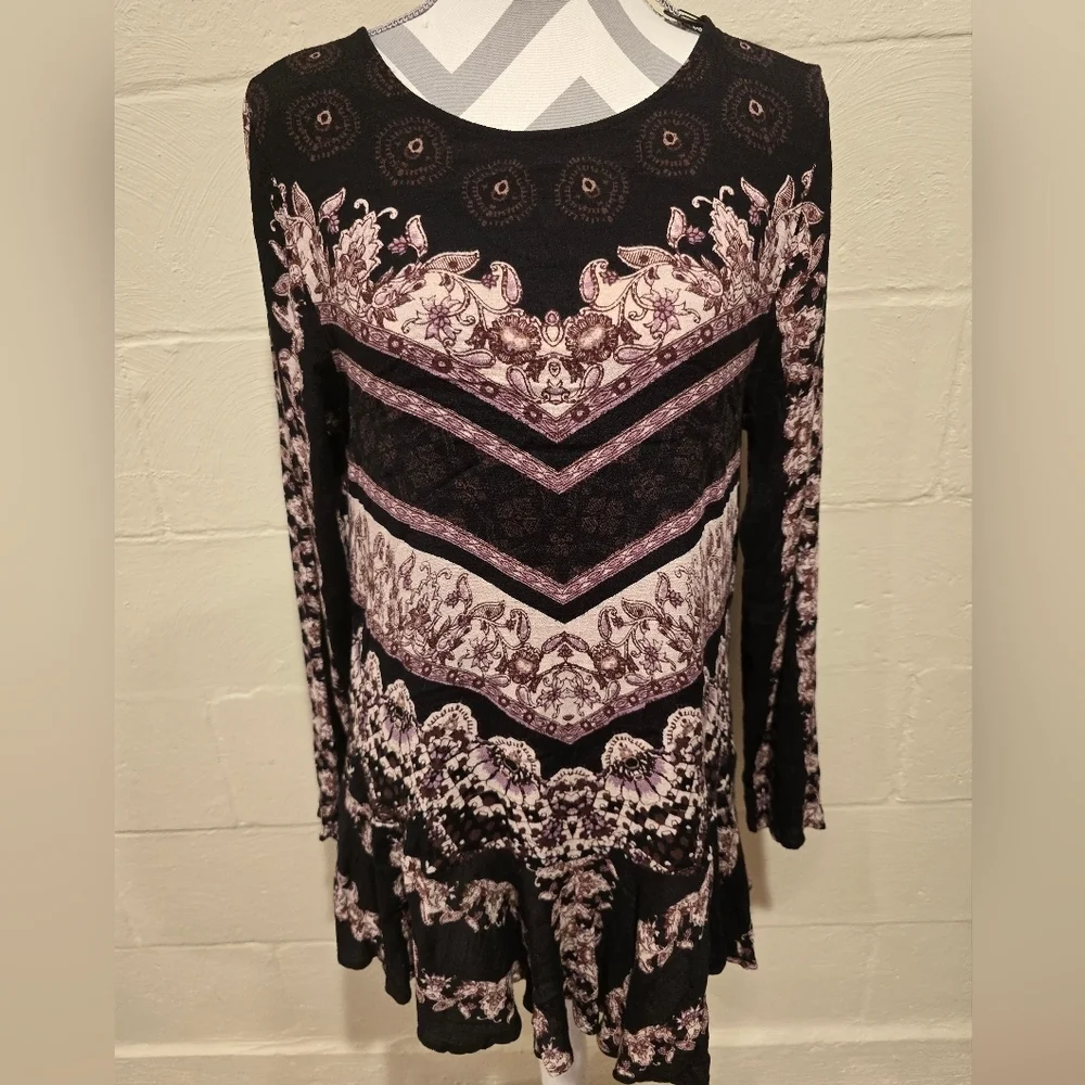 Free People Smooth Talker Tunic Dress Boho Open Back Pockets Women’s Large.